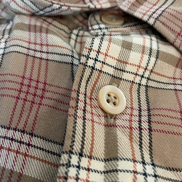 Ermenegildo Zegna Button Under Collar Soft Twill Check Print Shirt Size L $495 - Picture 3 of 5